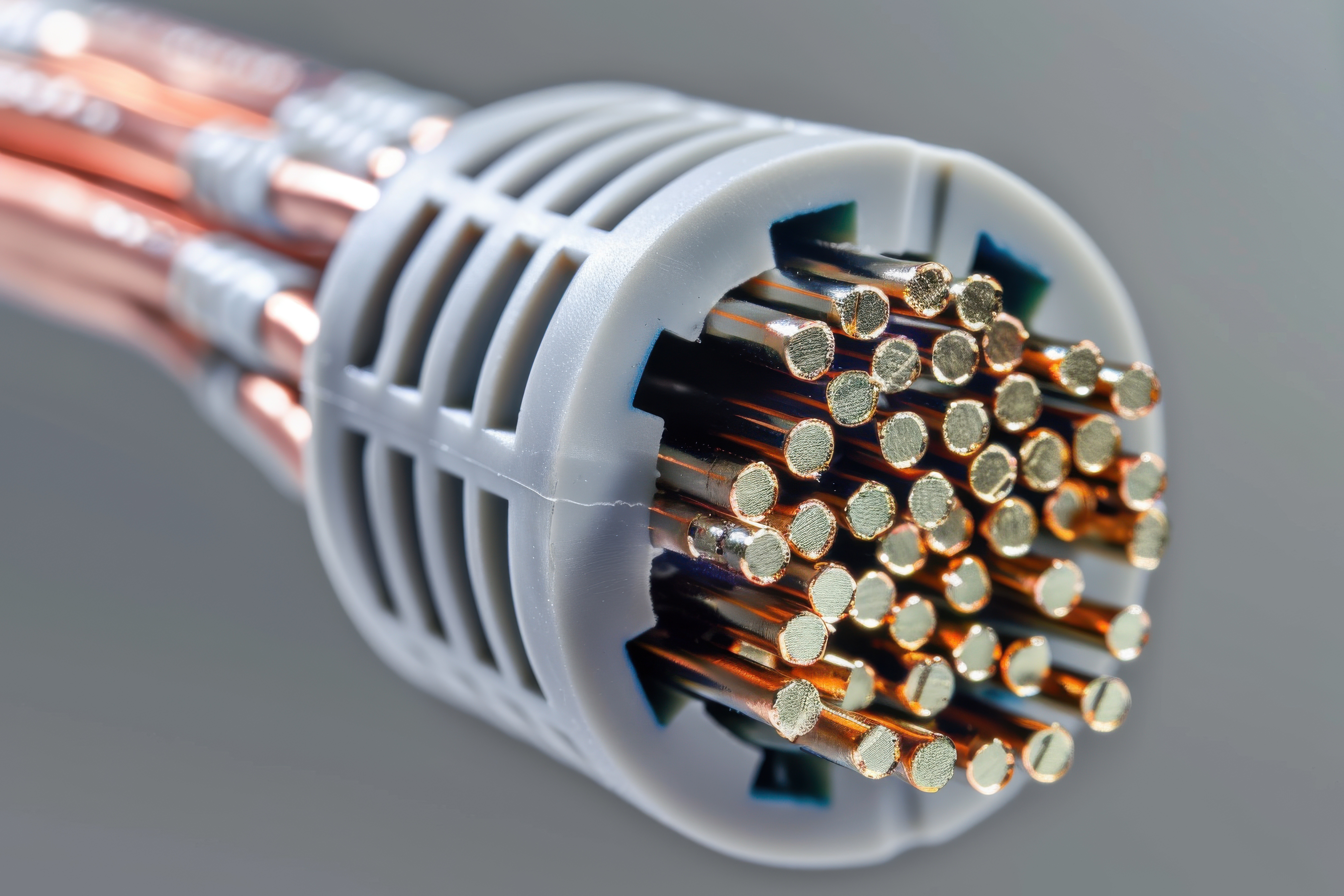 Detailed cross-section of multi-core industrial cable